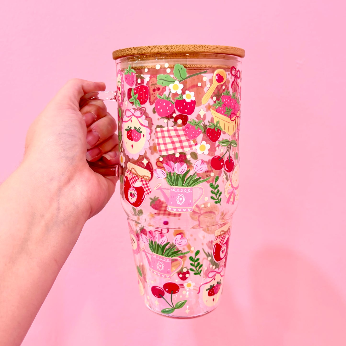 Coquette Strawberry Jam 32oz Glass Tumbler