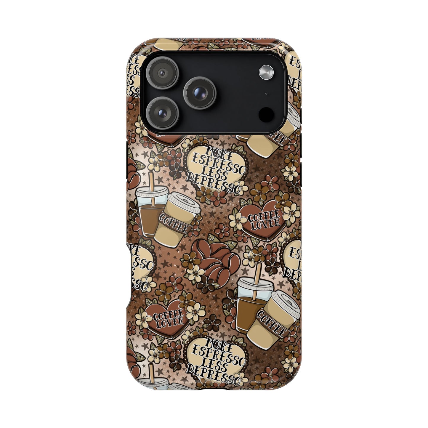 More Espresso Less Depresso MagSafe Tough Phone Case | Shockproof | iPhone Case | Coffee Phone Case |