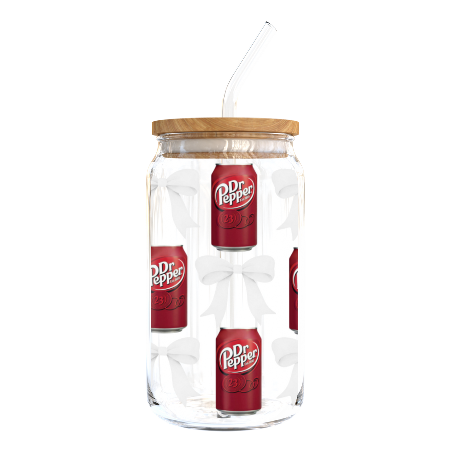 Dr. Pepper & White Bows Cup