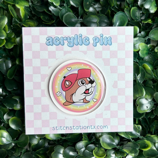 Rainbow Beaver Acrylic Pin