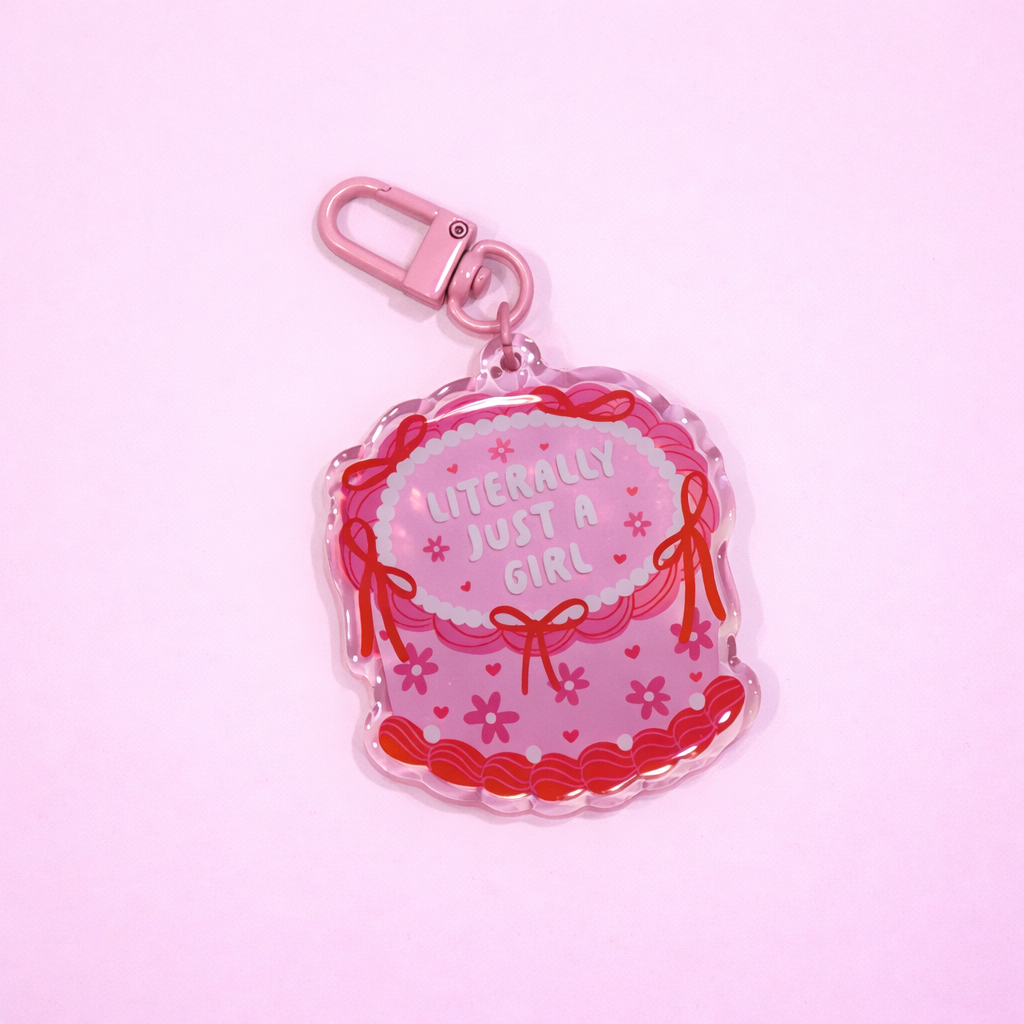 Just A Girl Cake Acrylic Keychain