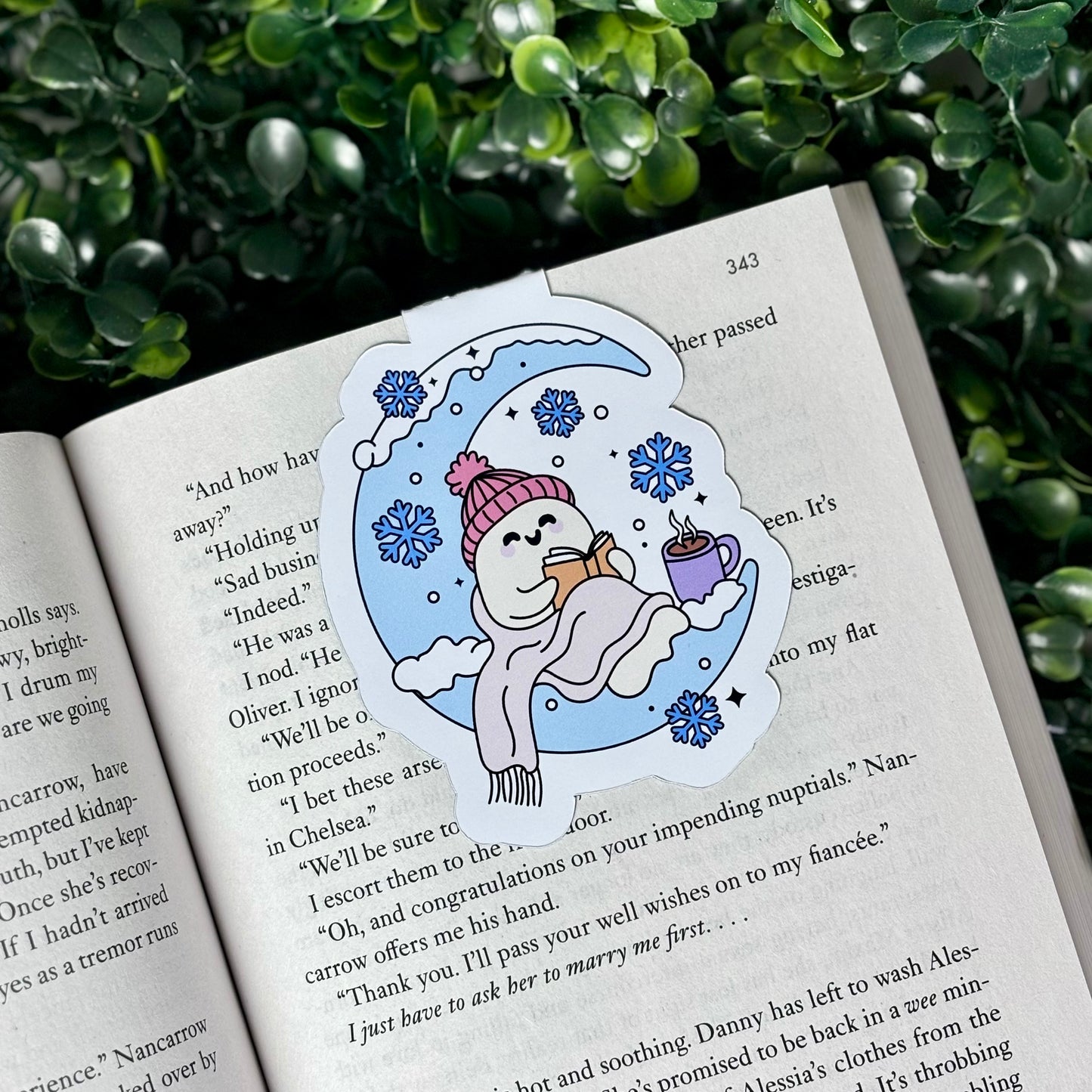 Winter Ghostie Reading Magnetic Bookmark