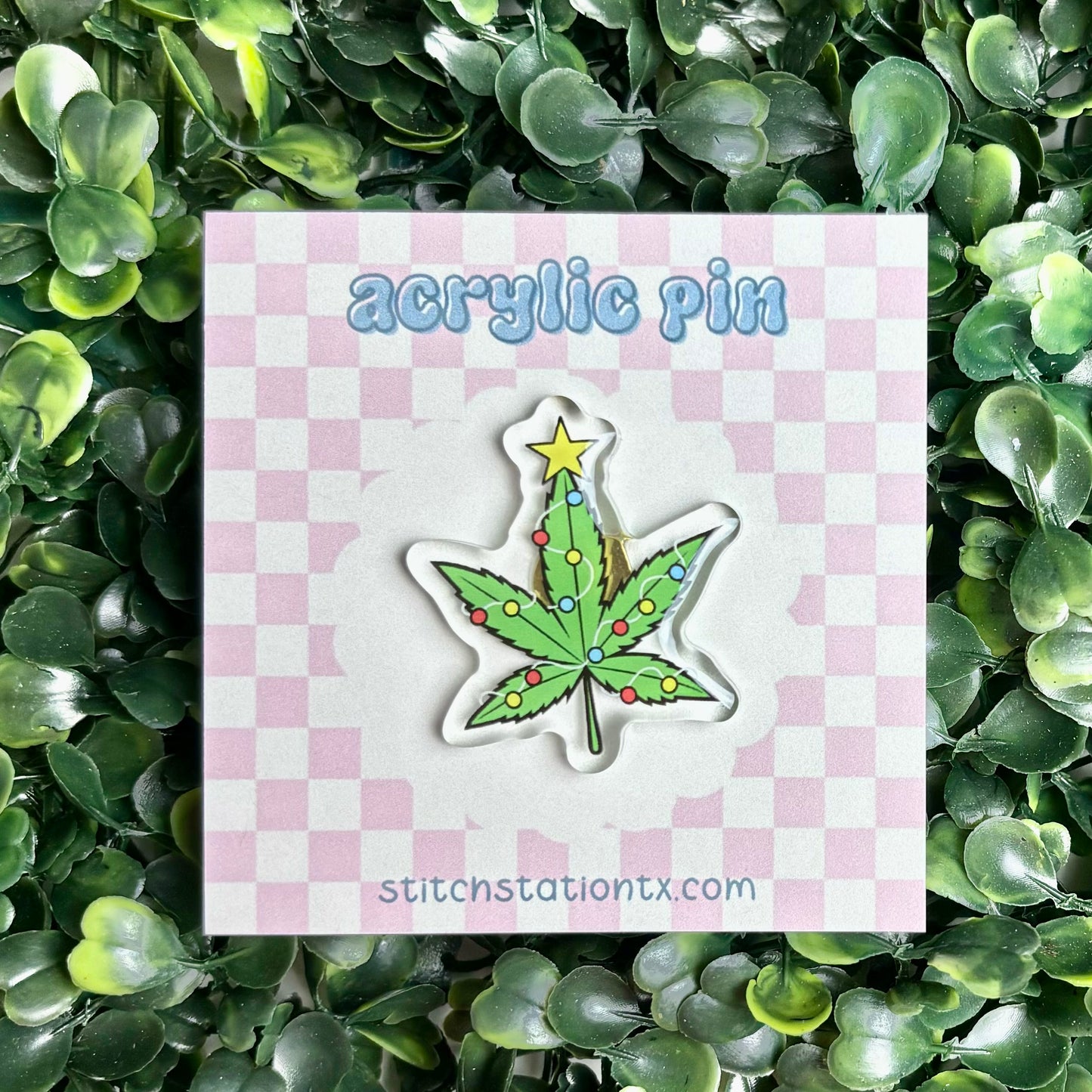 Cannabis Christmas Tree Acrylic Pin