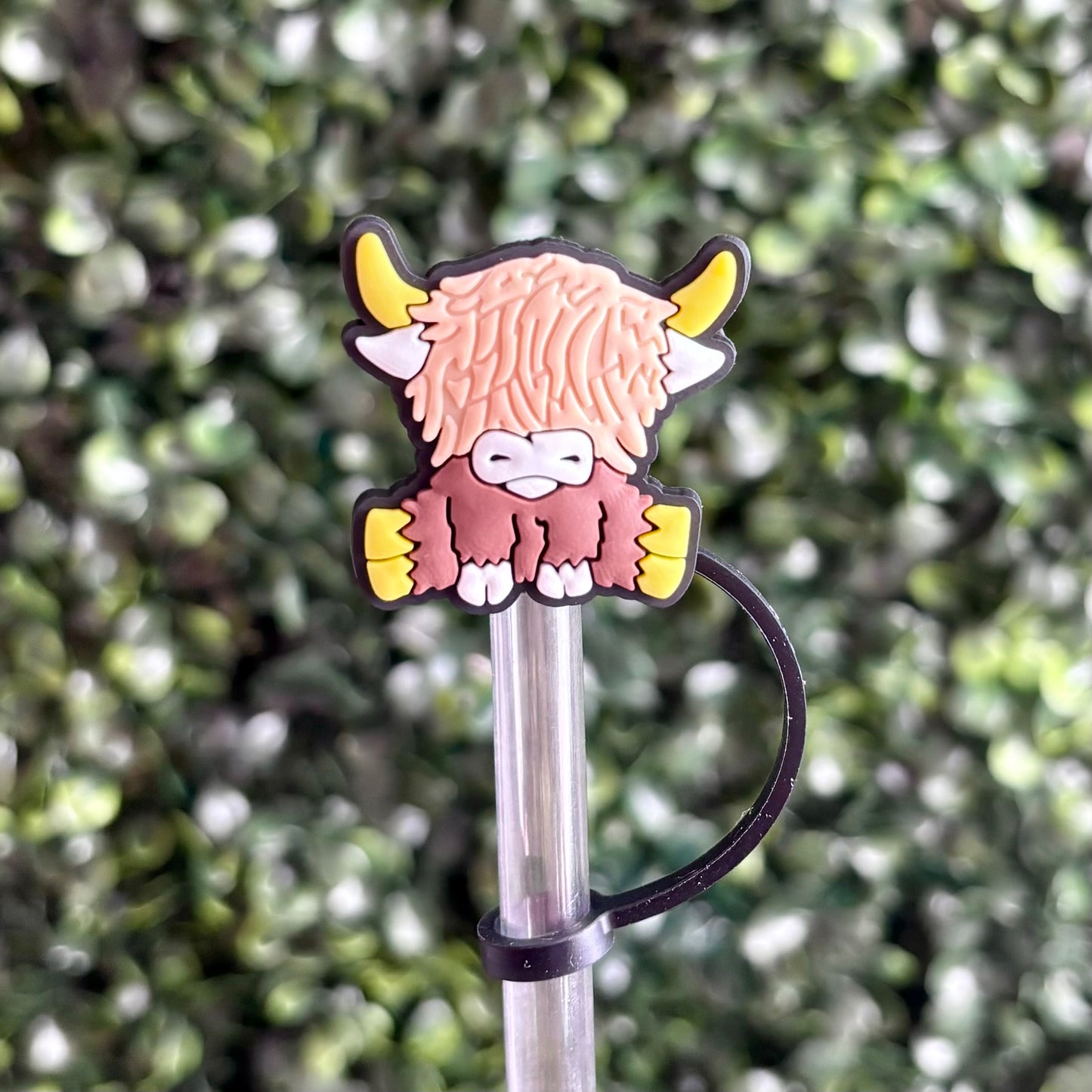 Highland Cow Straw Topper