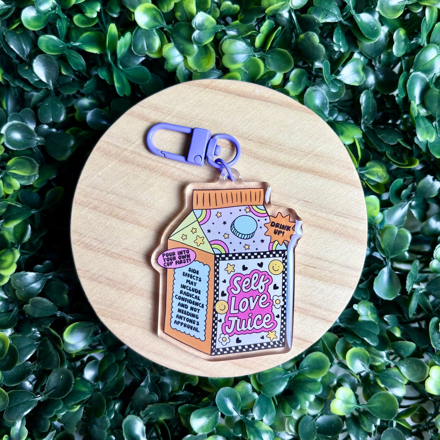 Self Love Juice Box Acrylic Keychain