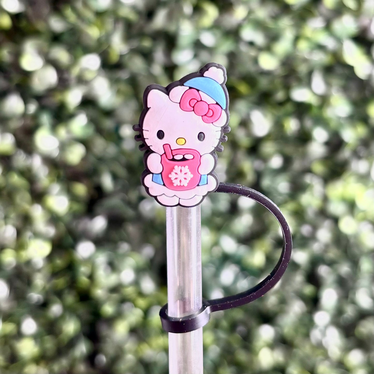 Winter Hello Kitty with Hot Cocoa Straw Topper