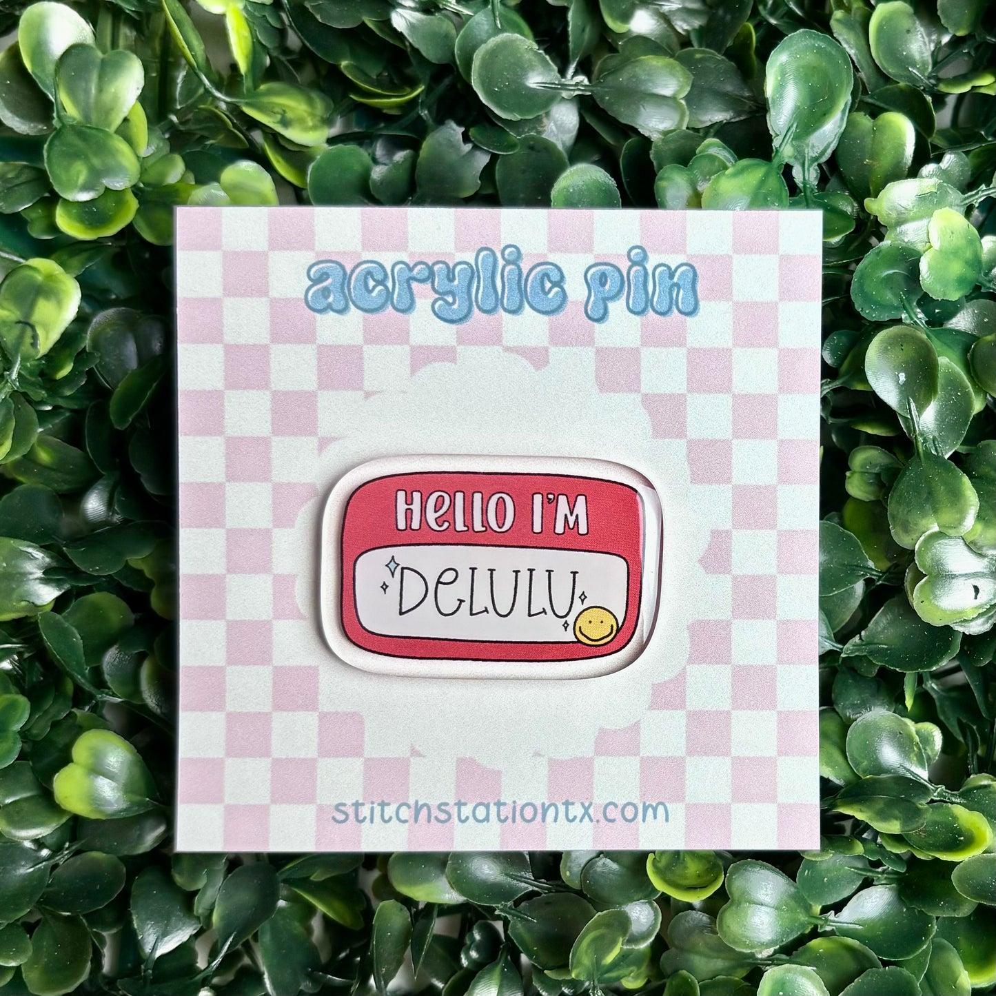 Hello I’m Delulu Acrylic Pin