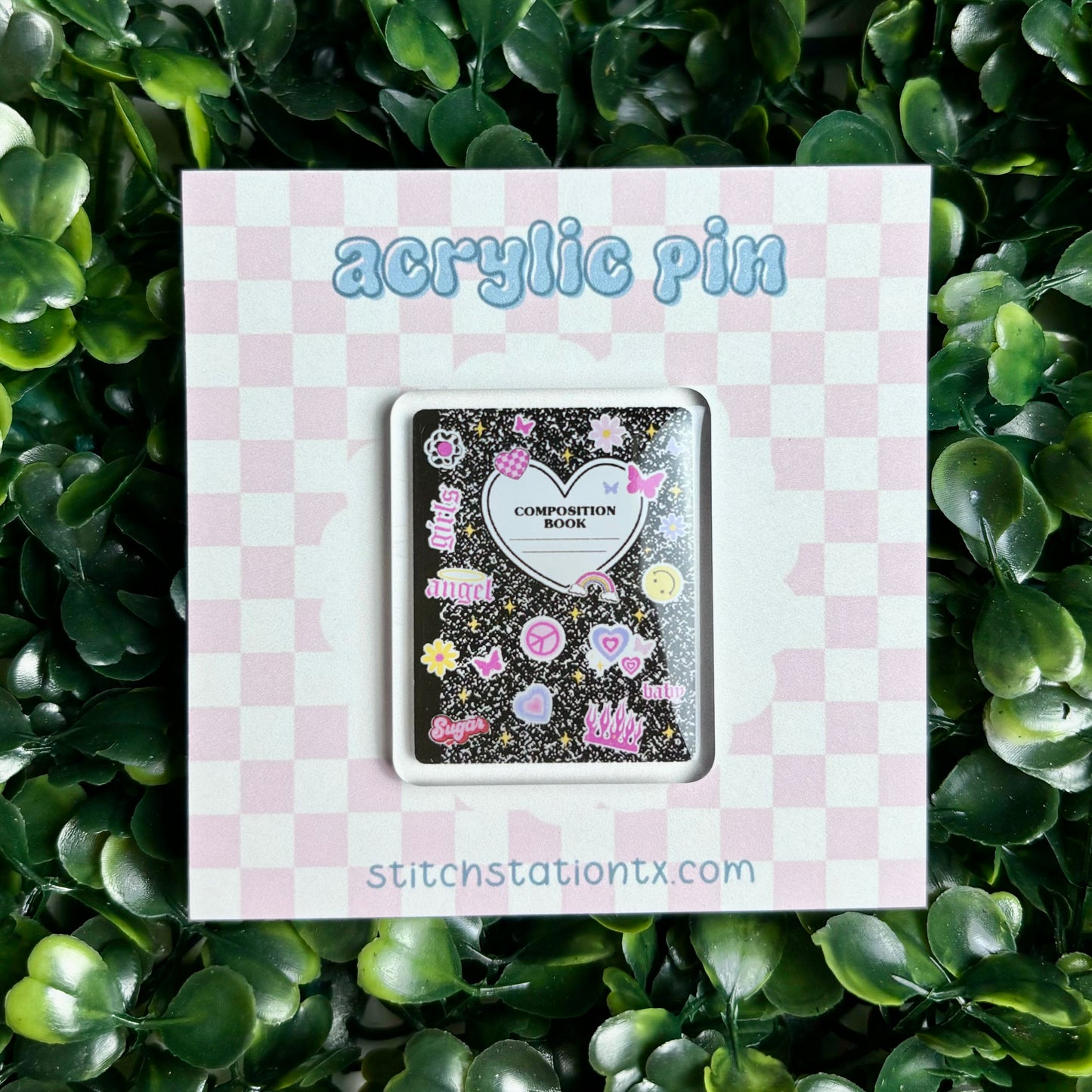 Composition Book Acrylic Pin