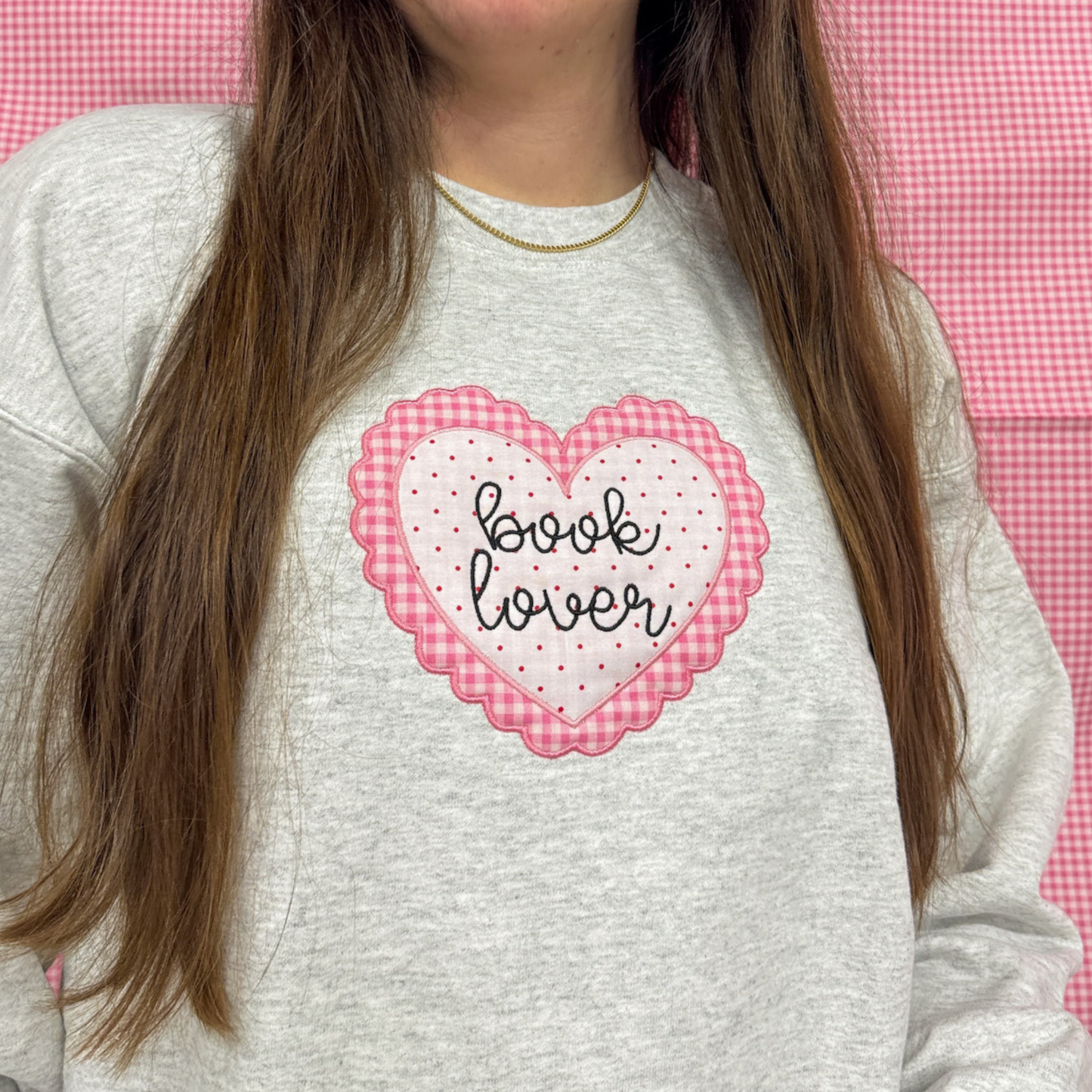 Book Lover Applique Embroidered Crewneck