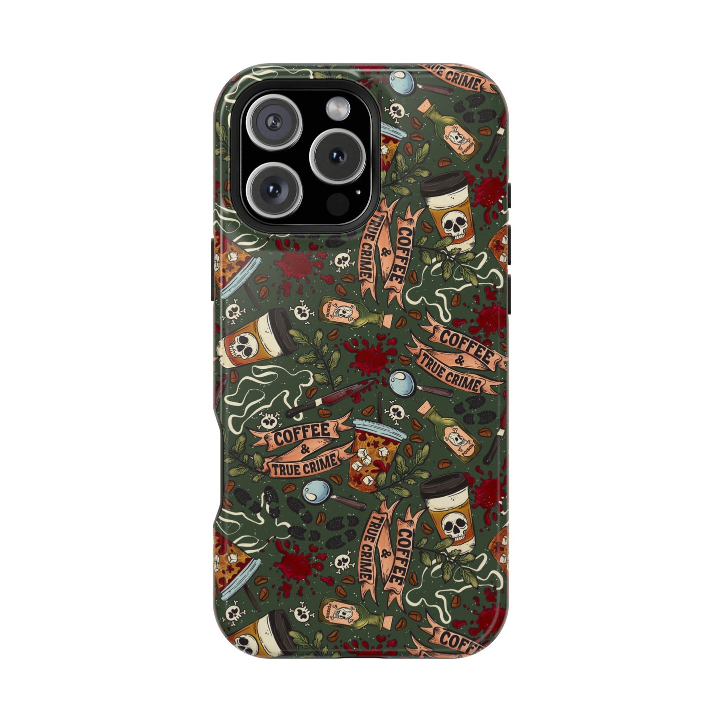 Coffee & True Crime MagSafe Tough Phone Case | Shockproof | iPhone Case | Bookish Phone Case |
