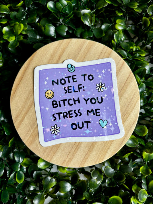 Note to Self: Bitch you Stress me Out Sticker