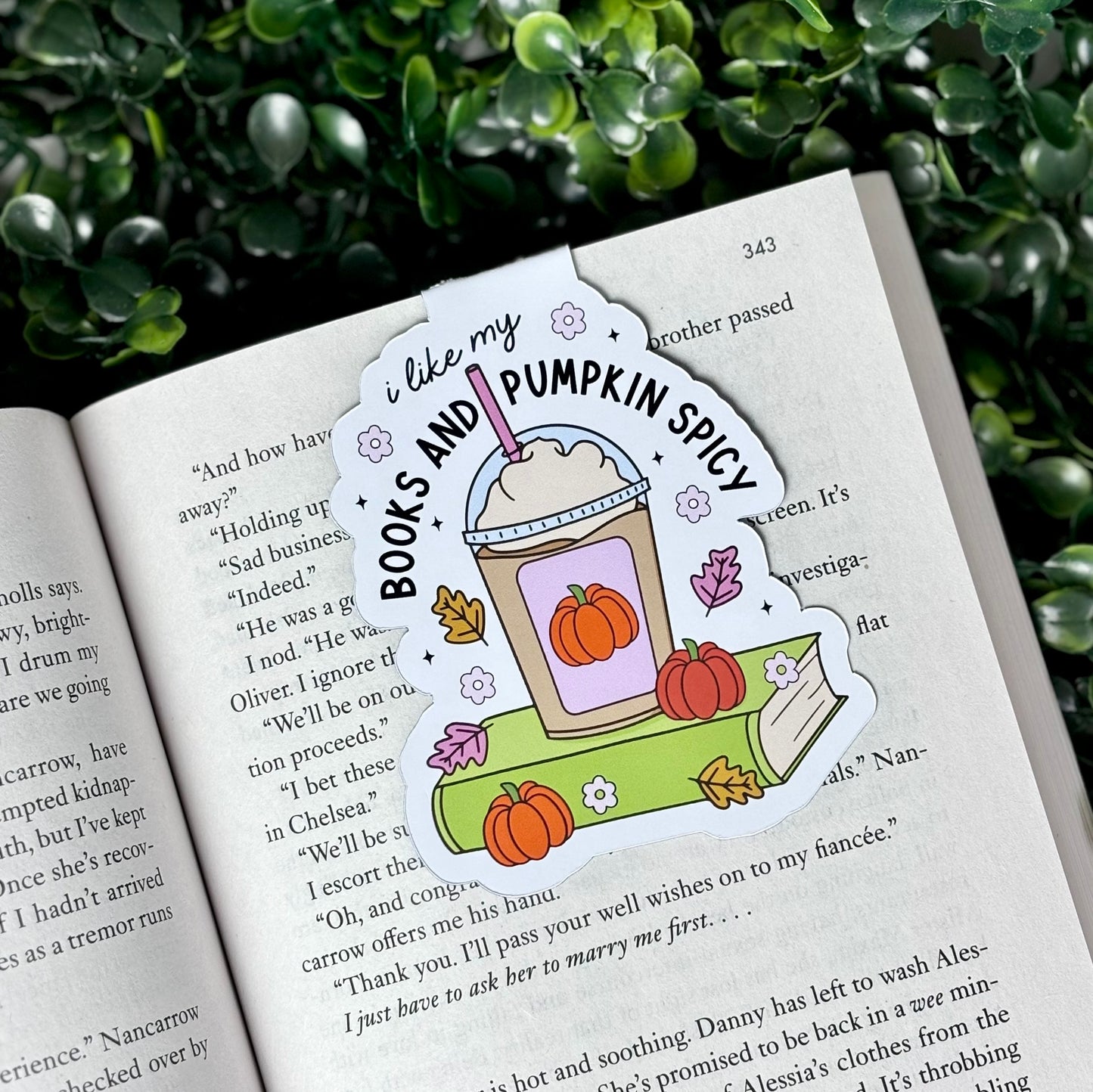 Books & Pumpkin Spicy Magnetic Bookmark