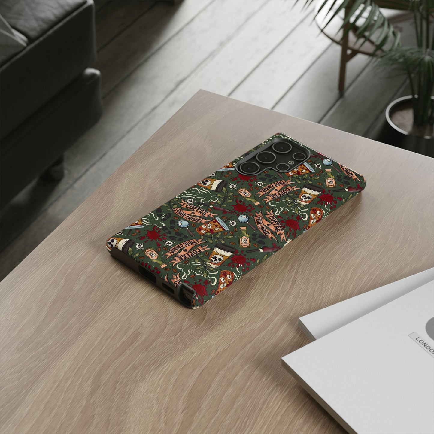 Coffee & True Crime Tough Phone Case | Shockproof | Samsung Case | Google Case | Bookish