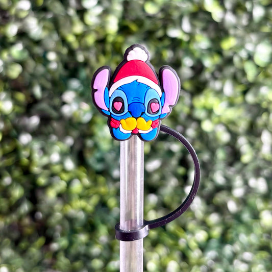 Christmas Stitch with Heart Eyes Straw Topper