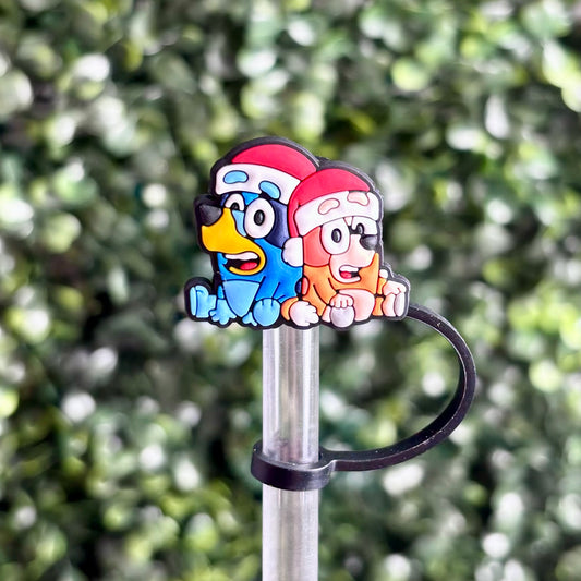 Christmas Bluey Straw Topper