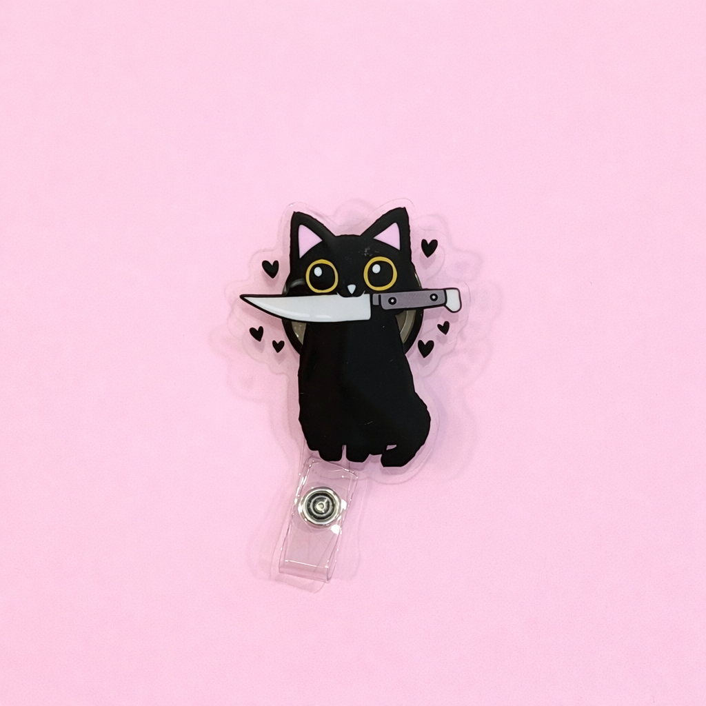 Kitty With Knife Badge Reel