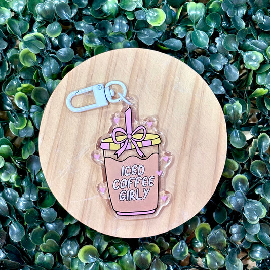 Iced Coffee Girly Acrylic Keychain