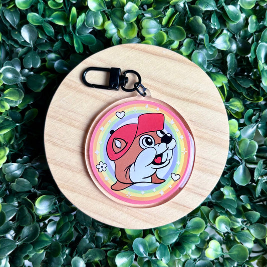 Rainbow Beaver Acrylic Keychain