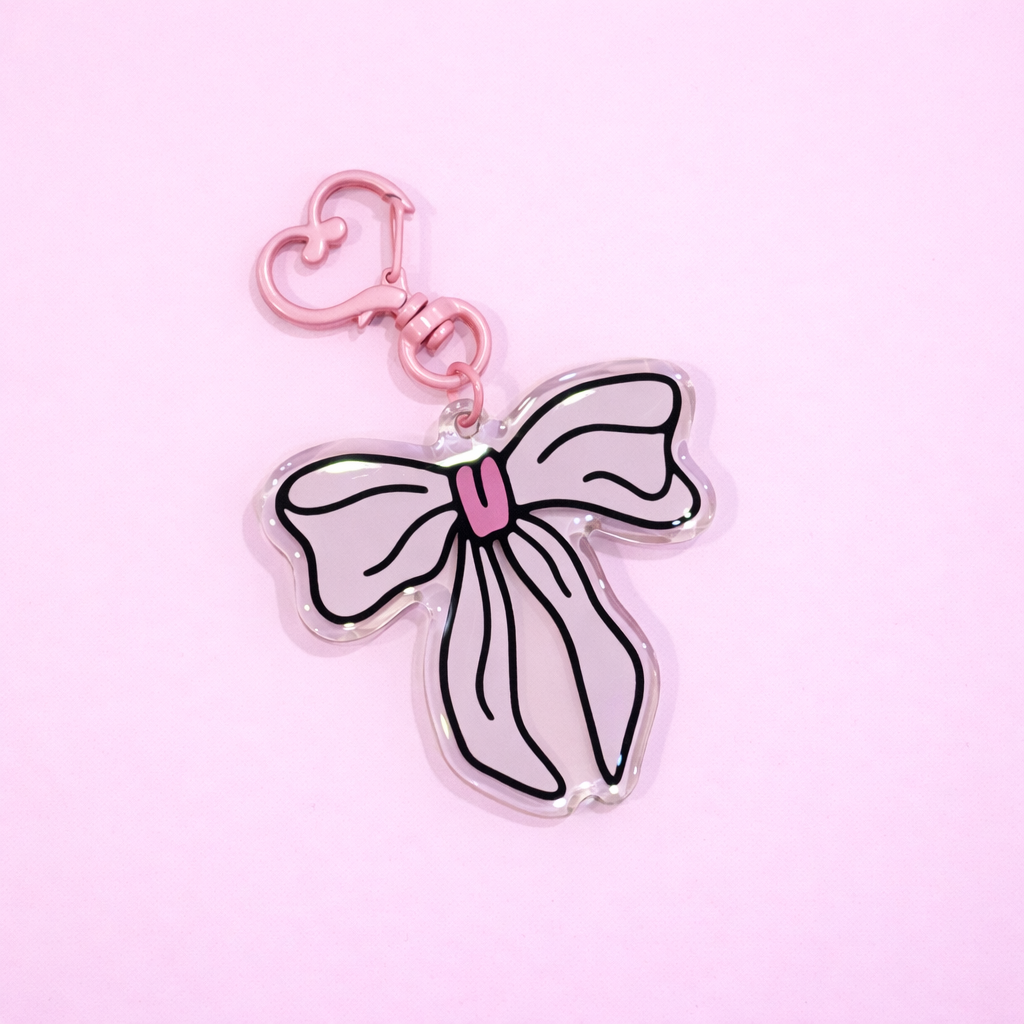Pink Bow Acrylic Keychain