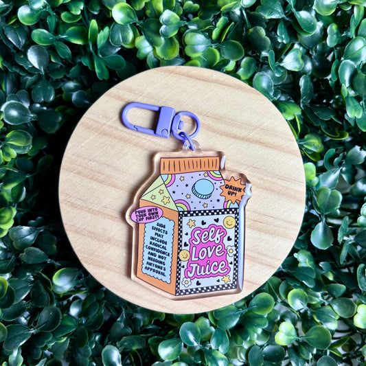 Self Love Juice Box Acrylic Keychain
