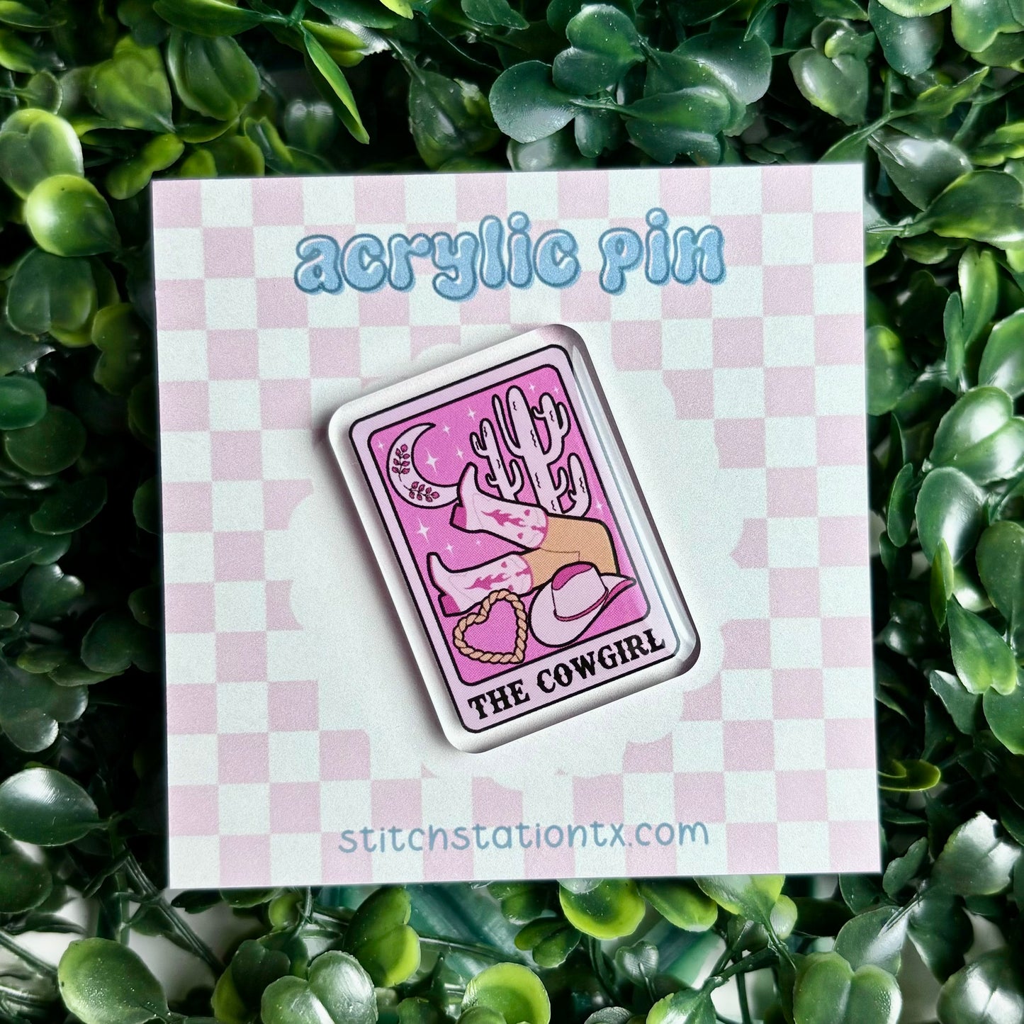 The Cowgirl Tarot Card Acrylic Pin