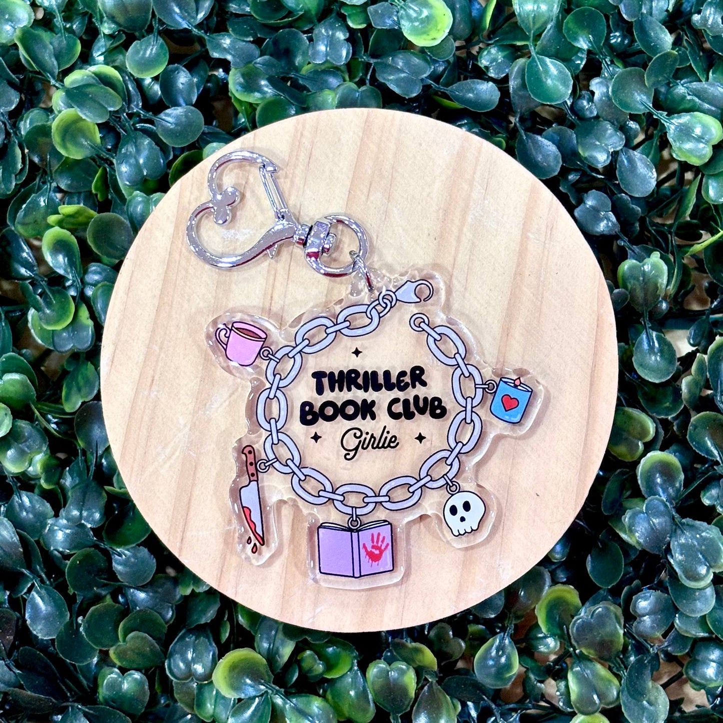 Thriller Book Club Charm Bracelet Acrylic Keychain
