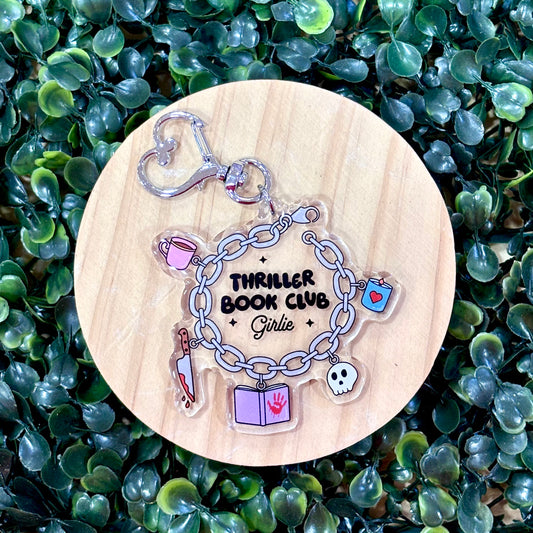 Thriller Book Club Charm Bracelet Acrylic Keychain