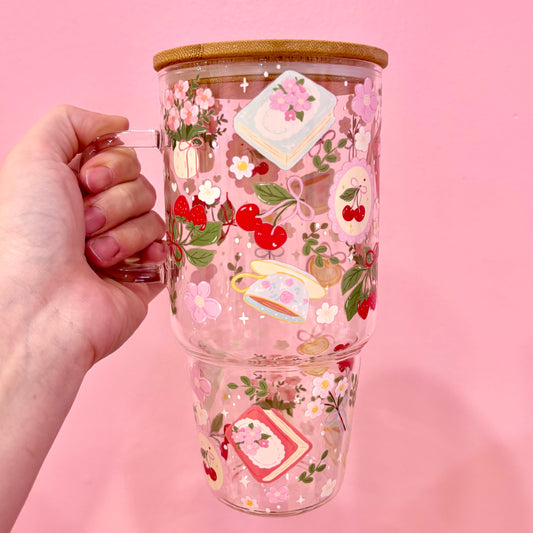 Coquette Bookish Garden 32oz Glass Tumbler