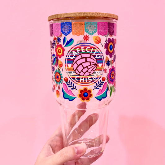 Cafecito y Chisme 32oz Glass Tumbler