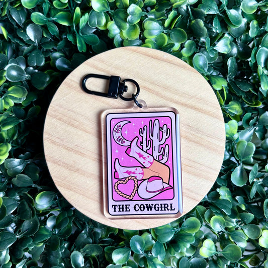 The Cowgirl Tarot Card Acrylic Keychain