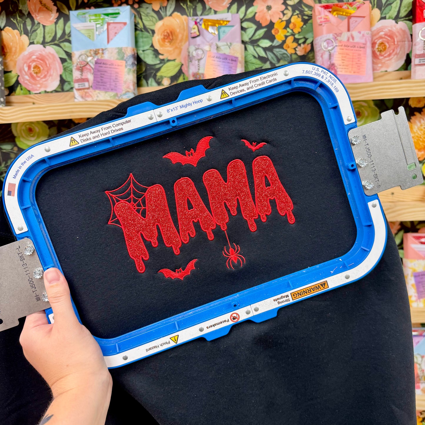 Spooky Mama Glitter Applique Embroidered Shirt