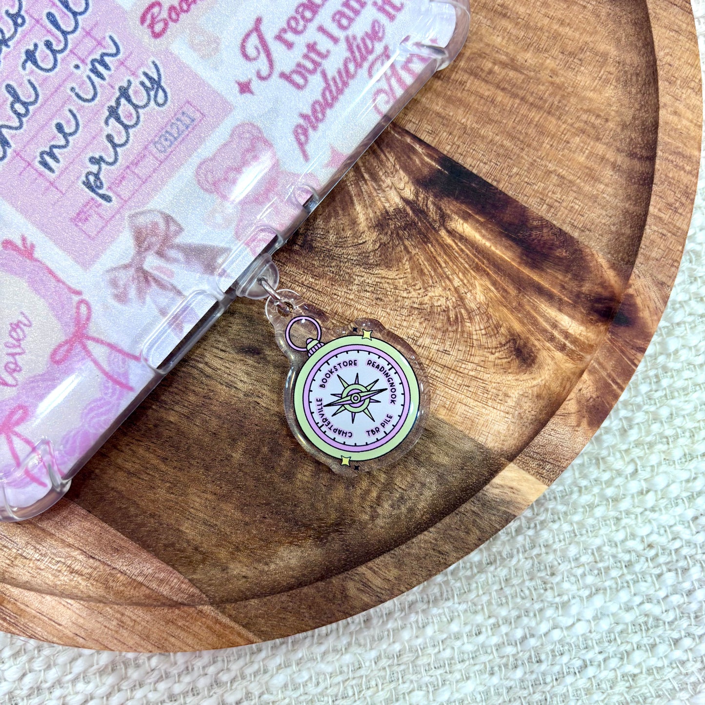 Bookish Compass USB-C Dust Plug Charm