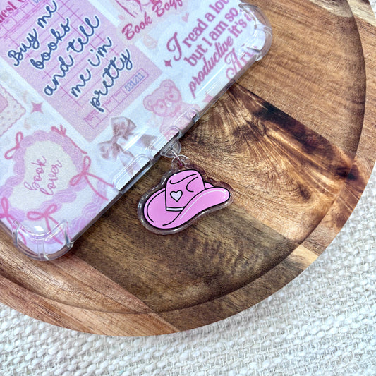 Pink Cowboy Hat USB-C Dust Plug Charm
