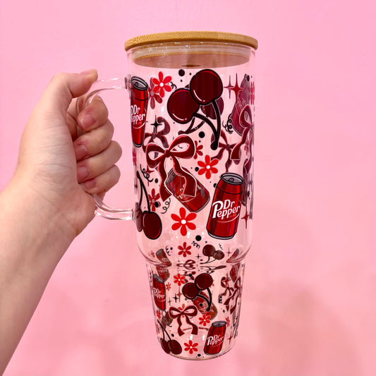 Coquette Dr. Pepper 40oz Glass Tumbler
