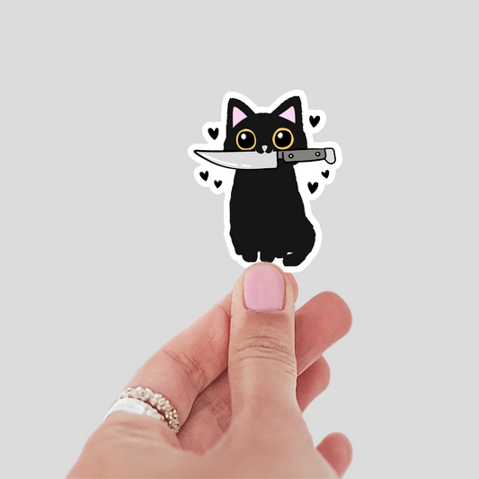Cat with Knife Sticker