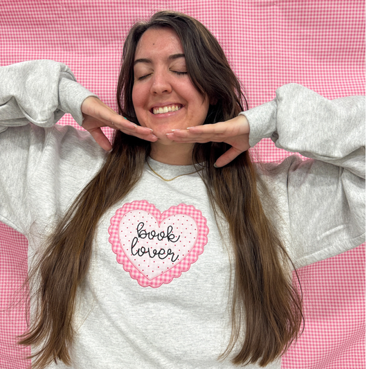 Book Lover Applique Embroidered Crewneck